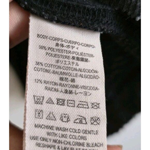 We The Free Gray Sweater Size M Knit Turtleneck Long Sleeve Slit Black - Picture 5 of 6